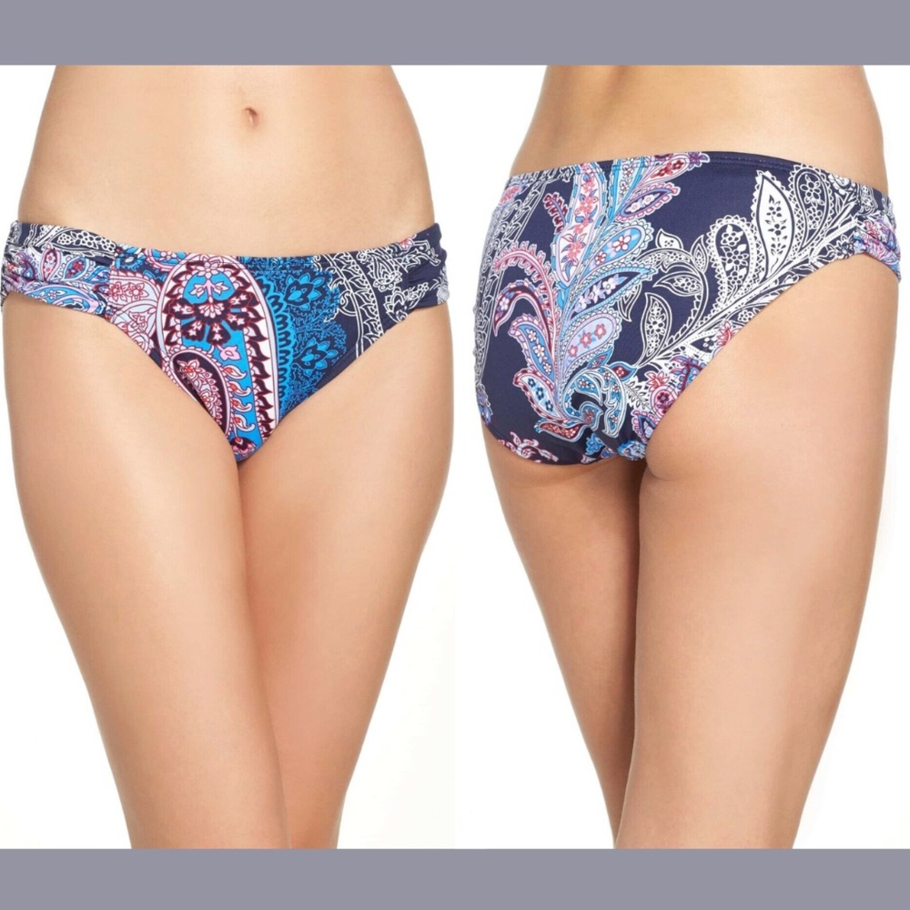 NEW Tommy Bahama [ Large ] Paisley‎ Print Bikini Bottoms in Navy Multi